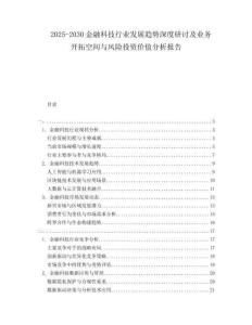 2025-2030金融科技行業(yè)發(fā)展趨勢深度研討及業(yè)務(wù)開拓空間與風(fēng)險投資價值分析報告