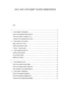 2025-2030可再生能源產(chǎn)業(yè)發(fā)展與能源結(jié)構(gòu)優(yōu)化