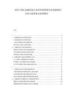 2025-2030金融科技行業(yè)應(yīng)用深度研究及創(chuàng)新路徑方向與投資要點(diǎn)研判報告