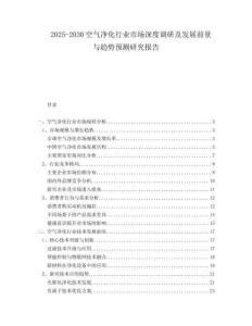 2025-2030空氣凈化行業(yè)市場(chǎng)深度調(diào)研及發(fā)展前景與趨勢(shì)預(yù)測(cè)研究報(bào)告