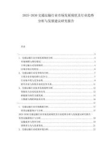 2025-2030交通運輸行業(yè)市場發(fā)展現(xiàn)狀及行業(yè)趨勢分析與發(fā)展建議研究報告