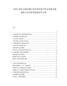 2025-2030交通運輸行業(yè)市場發(fā)展分析及智能交通趨勢與企業(yè)管理規(guī)劃研究方案