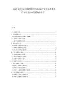 2025-2030城市道路智能交通設施行業(yè)市場需求供給分析及行業(yè)發(fā)展趨勢報告