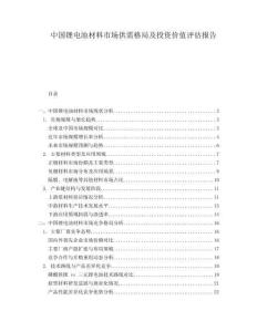 中國(guó)鋰電池材料市場(chǎng)供需格局及投資價(jià)值評(píng)估報(bào)告