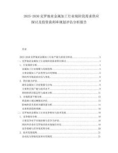 2025-2030克羅地亞金屬加工行業(yè)現(xiàn)階段需求供應(yīng)探討及投資獲利率規(guī)劃評估分析報(bào)告
