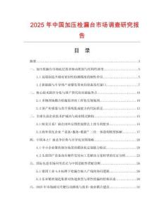 2025年中國(guó)加壓檢漏臺(tái)市場(chǎng)調(diào)查研究報(bào)告