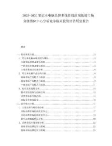 2025-2030筆記本電腦品牌多線作戰(zhàn)高端低端市場分級錯位中心分析競爭格局投資評估展望報告