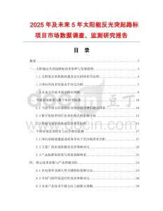 2025年及未来5年太阳能反光突起路标项目市场数据调查、监测研究报告