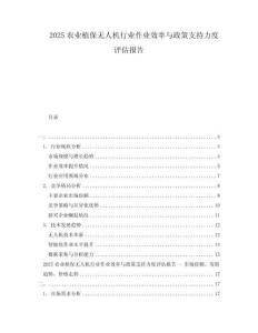2025農(nóng)業(yè)植保無人機行業(yè)作業(yè)效率與政策支持力度評估報告