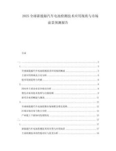 2025全球新能源汽車電池檢測(cè)技術(shù)應(yīng)用現(xiàn)狀與市場(chǎng)前景預(yù)測(cè)報(bào)告