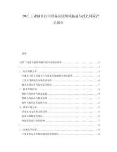 2025工业级D打印设备应用领域拓展与投资风险评估报告
