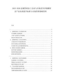 2025-2030金屬管材加工企業(yè)與市場(chǎng)競(jìng)爭(zhēng)詳細(xì)解析及產(chǎn)品品質(zhì)提升標(biāo)準(zhǔn)與市場(chǎng)營(yíng)銷策略資料