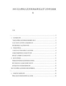 2025民办婴幼儿托育机构标准化运营与管理实践报告