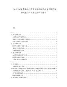 2025-2030金融科技應(yīng)用風(fēng)險控制數(shù)據(jù)安全隱私保護先進行業(yè)發(fā)展趨勢研究報告