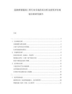 道路橋梁隧洞工程行業市場供需分析及投資評估規劃分析研究報告