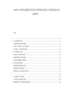 2026中國光刻膠化學(xué)品行業(yè)峰會(huì)熱點(diǎn)與前沿技術(shù)匯總報(bào)告
