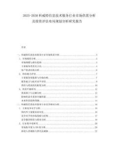 2025-2030科威特信息技術(shù)服務(wù)行業(yè)市場供需分析及投資評估布局規(guī)劃分析研究報告