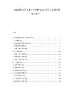 光伏儲能系統(tǒng)成本下降路徑電力市場交易機制分析評估報告