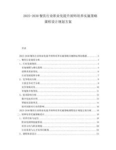 2025-2030餐飲行業(yè)職業(yè)化提升廚師培養(yǎng)實(shí)施策略課程設(shè)計(jì)規(guī)劃方案