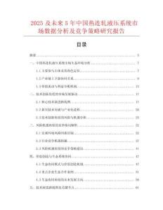 2025及未來5年中國熱連軋液壓系統市場數據分析及競爭策略研究報告
