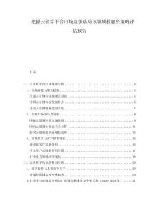 把握云計算平臺市場競爭格局該領(lǐng)域投融資策略評估報告