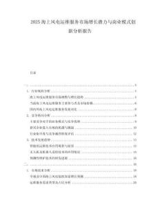2025海上风电运维服务市场增长潜力与商业模式创新分析报告