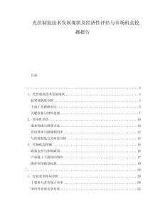 光伏制氢技术发展现状及经济性评估与市场机会挖掘报告
