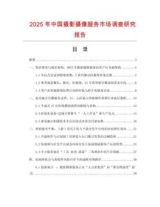 2025年中國攝影攝像服務市場調查研究報告