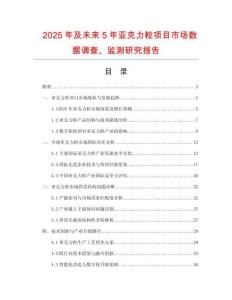 2025年及未來5年亞克力粒項目市場數(shù)據(jù)調(diào)查、監(jiān)測研究報告