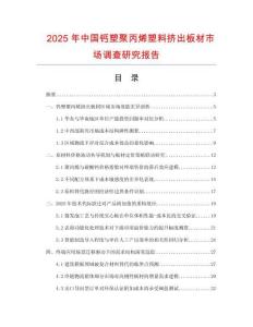 2025年中國鈣塑聚丙烯塑料擠出板材市場調查研究報告
