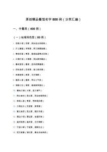 原創(chuàng)精品餐館名字800例（分類匯編）