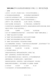 2025-2026學(xué)年山東省東營市利津縣八年級(jí)（上）期中化學(xué)試卷（含答案）
