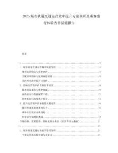 2025城市軌道交通運營效率提升方案調(diào)研及乘客出行體驗改善措施報告