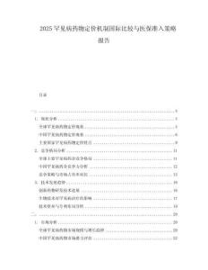 2025罕見病藥物定價機制國際比較與醫(yī)保準(zhǔn)入策略報告