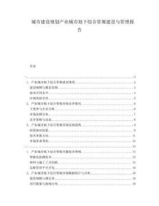 城市建设规划产业城市地下综合管廊建设与管理报告