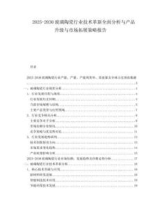 2025-2030玻璃陶瓷行業(yè)技術革新全面分析與產(chǎn)品升級與市場拓展策略報告