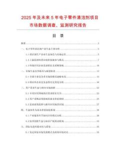 2025年及未來5年電子零件清潔劑項目市場數據調查、監測研究報告