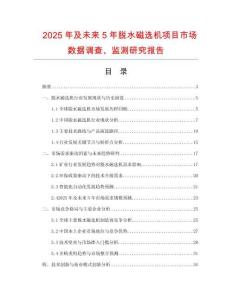 2025年及未來5年脫水磁選機項目市場數據調查、監測研究報告
