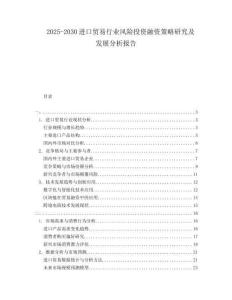 2025-2030进口贸易行业风险投资融资策略研究及发展分析报告
