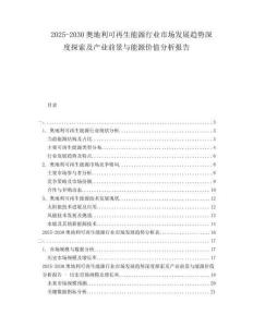 2025-2030奧地利可再生能源行業(yè)市場發(fā)展趨勢深度探索及產(chǎn)業(yè)前景與能源價值分析報告