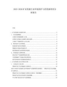 2025-2030礦業(yè)資源行業(yè)環(huán)境保護與的資源利用分析報告
