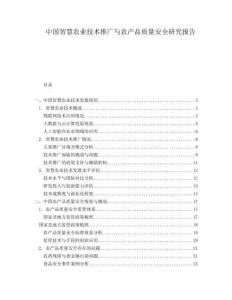 中國智慧農(nóng)業(yè)技術(shù)推廣與農(nóng)產(chǎn)品質(zhì)量安全研究報告