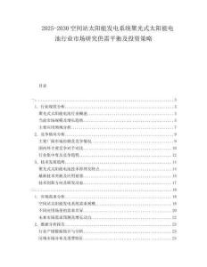 2025-2030空間站太陽能發(fā)電系統(tǒng)聚光式太陽能電池行業(yè)市場研究供需平衡及投資策略