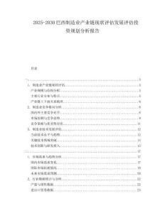 2025-2030巴西制造業(yè)產(chǎn)業(yè)鏈現(xiàn)狀評估發(fā)展評估投資規(guī)劃分析報告