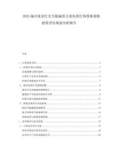2025城市夜景灯光节能减排方案传统灯饰替换策略投资评估规划分析报告