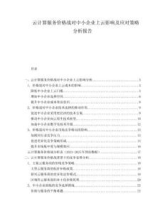 云計(jì)算服務(wù)價(jià)格戰(zhàn)對(duì)中小企業(yè)上云影響及應(yīng)對(duì)策略分析報(bào)告