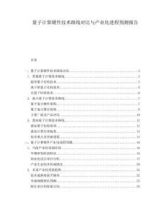 量子計算硬件技術(shù)路線對比與產(chǎn)業(yè)化進程預(yù)測報告