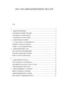 2025-2030金融科技領(lǐng)域發(fā)展現(xiàn)狀與潛力分析