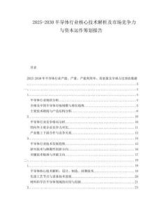 2025-2030半导体行业核心技术解析及市场竞争力与资本运作筹划报告