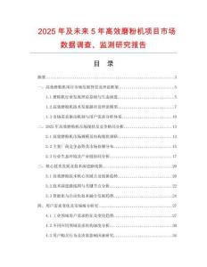2025年及未來5年高效磨粉機項目市場數據調查、監測研究報告